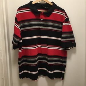 Polo shirt- white and black stripes- Size XL